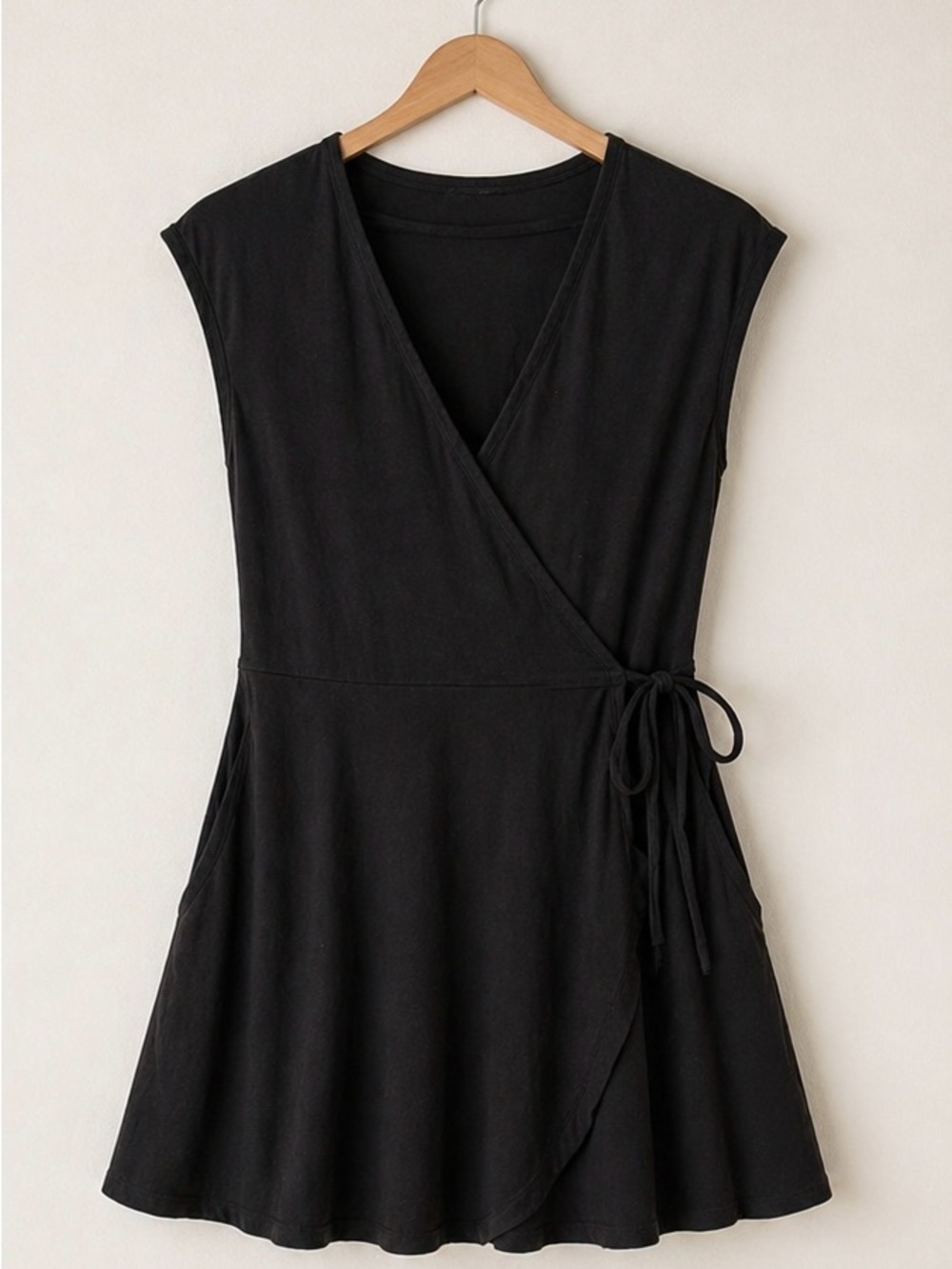 Vintage Black Wrap Mini Dress XS - Picture 2 of 7